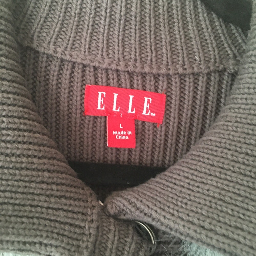 ELLE Knit Sweater Vest Large Gray Faux Fur Stretch Cozy Fall Winter NWOT - Picture 5 of 6